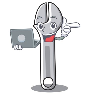 Dizüstü bilgisayar anahtar karakter karikatür tarzı ile