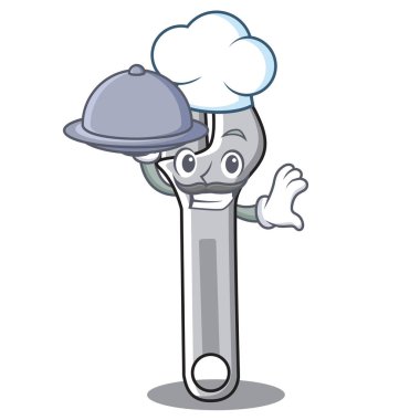 Şef gıda anahtarı karakter karikatür tarzı ile