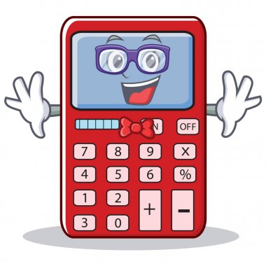 Geek şirin hesap makinesi karakter karikatür