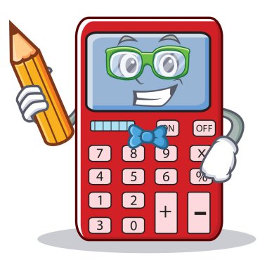 Öğrenci şirin hesap makinesi karakter karikatür
