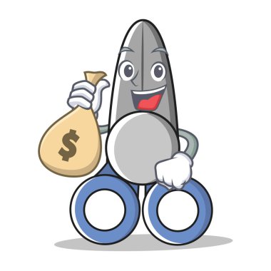 Para çantası makas karakter karikatür tarzı ile