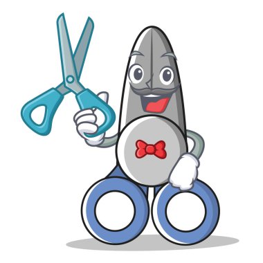 Makas karakter karikatür tarzı berber