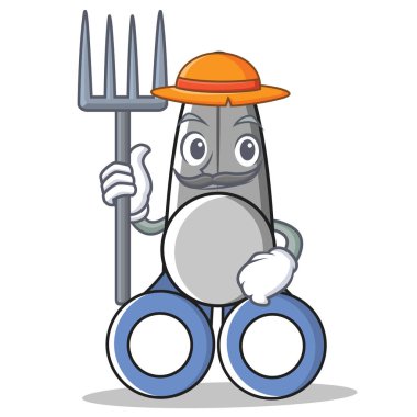 Çiftçi makas karakter karikatür tarzı