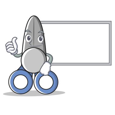 Başparmak yukarıya kurulu makas karakter karikatür tarzı ile