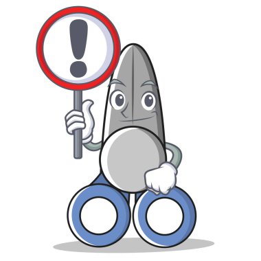 İşareti makas karakter karikatür tarzı ile