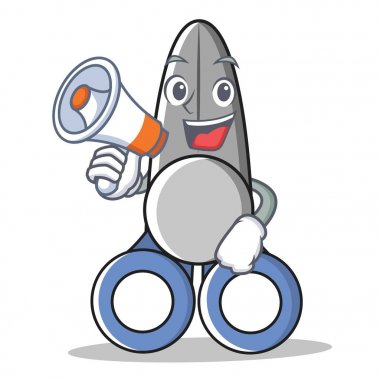 Megafon makas karakter karikatür tarzı ile