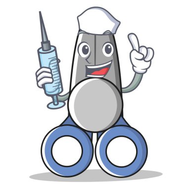 Hemşire makas karakter karikatür tarzı