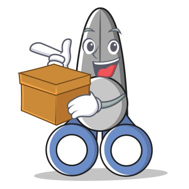 Kutusu makas karakter karikatür tarzı ile