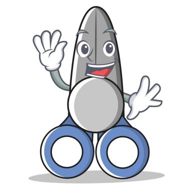 Makas karakter karikatür tarzı sallayarak