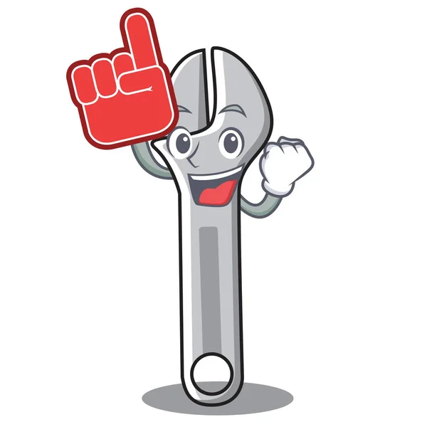 Mit Schaum Finger Schraubenschlüssel Charakter Cartoon-Stil — Stockvektor