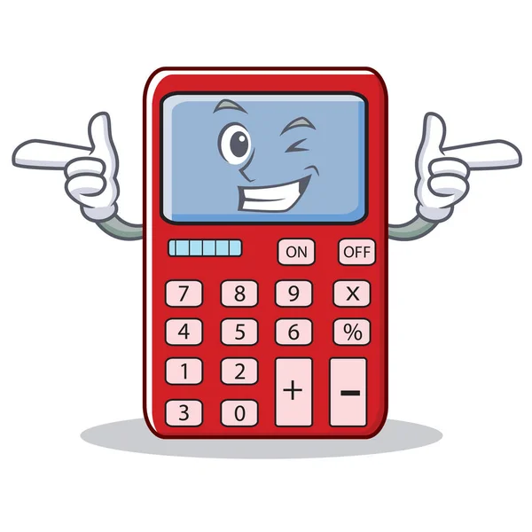 Wink carino calcolatrice personaggio cartone animato — Vettoriale Stock