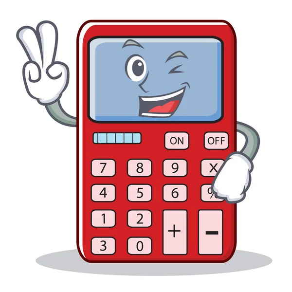 Dwa fnger Kalkulator ładny charakter kreskówka — Wektor stockowy