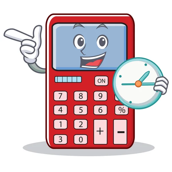 Z zegar ładny Kalkulator charakter kreskówka — Wektor stockowy