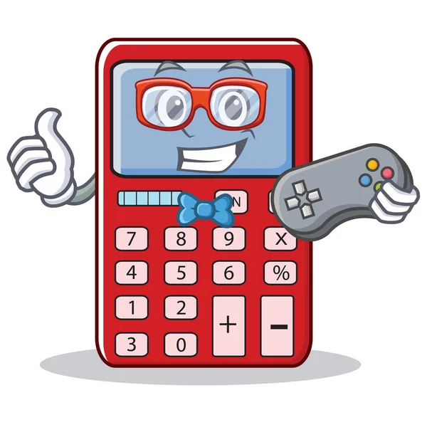 Gamer bonito desenho animado personagem calculadora —  Vetores de Stock
