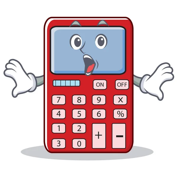 Surpreendido bonito desenho animado personagem calculadora — Vetor de Stock