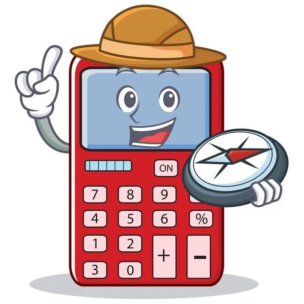 Explorador bonito calculadora personagem cartoon —  Vetores de Stock