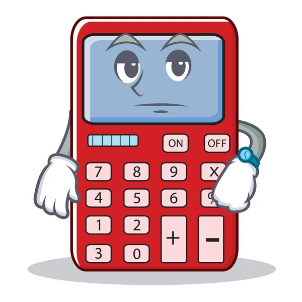 Esperando linda calculadora personaje de dibujos animados — Vector de stock