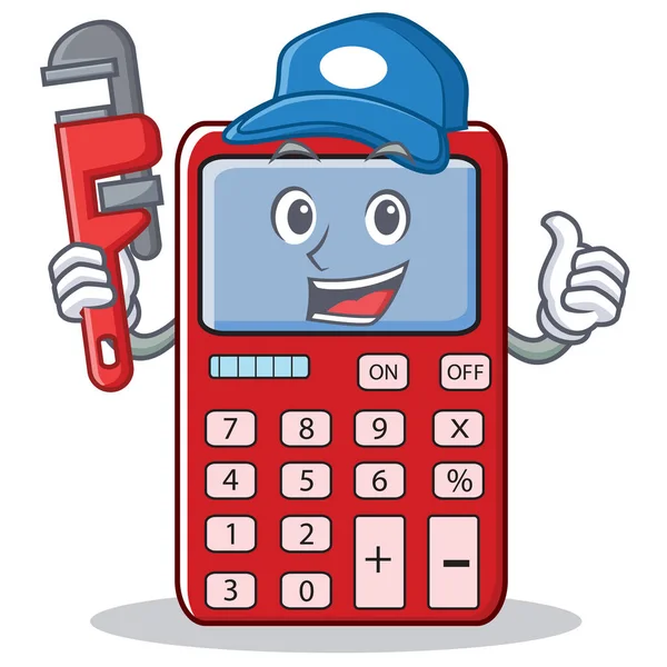 Hydraulik Kalkulator ładny charakter kreskówka — Wektor stockowy