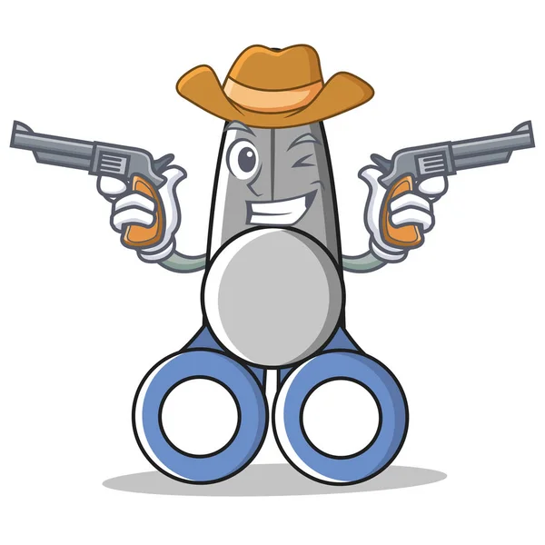 Cowboy ciseaux personnage dessin animé style — Image vectorielle