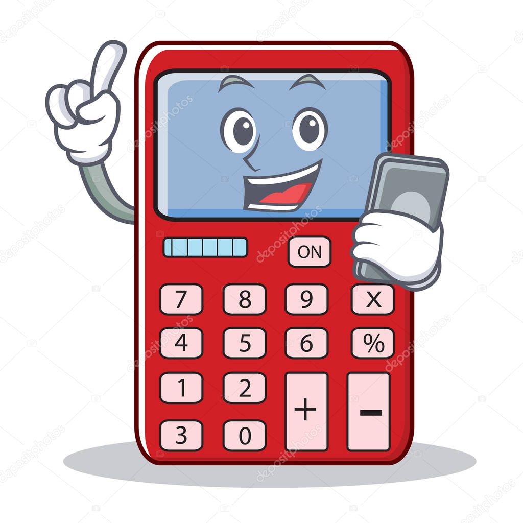 With phone cute calculator character cartoon