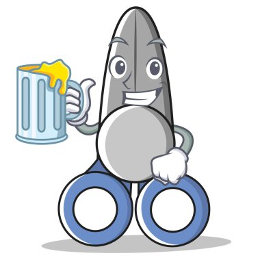 Suyu makas karakter karikatür tarzı ile