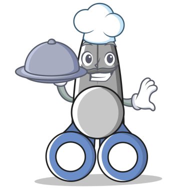 Şef gıda makas karakter karikatür tarzı ile