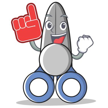 Köpük parmak makas karakter karikatür tarzı ile