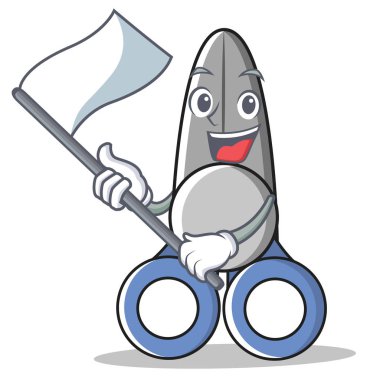 Bayrak makas karakter karikatür tarzı ile