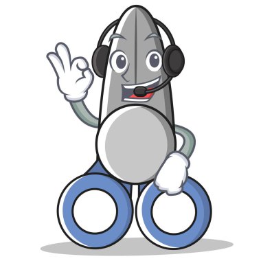 Kulaklık makas karakter karikatür tarzı ile