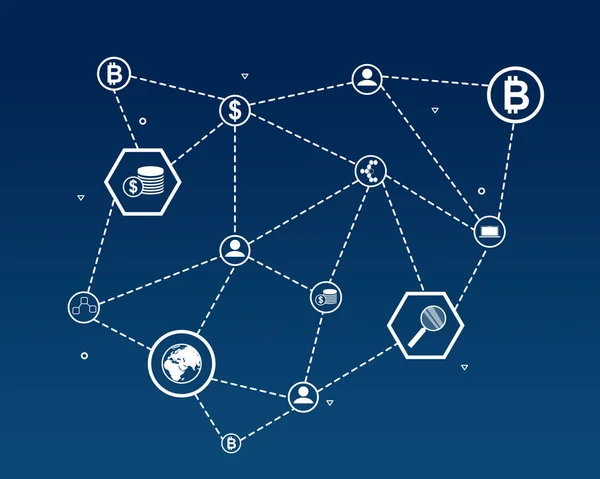 Blockkettenwort mit Symbol — Stockvektor