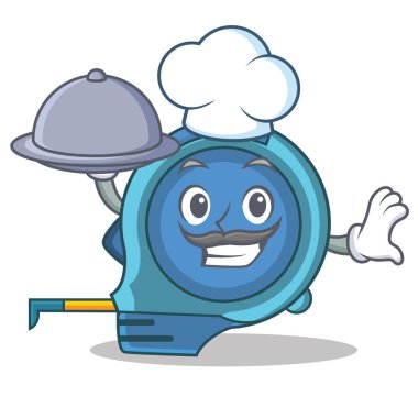 Şef gıda mezura karakter karikatür ile