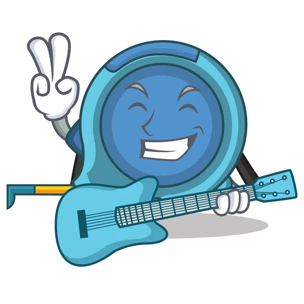 Met gitaar meetlint karakter cartoon — Stockvector