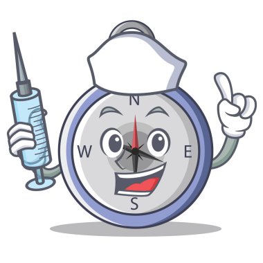 Hemşire pusula karakter karikatür tarzı