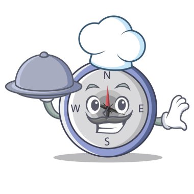 Şef gıda pusula karakter karikatür tarzı ile