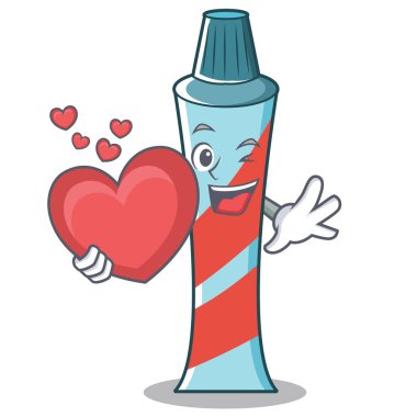 Kalp diş macunu karakter karikatür tarzı ile