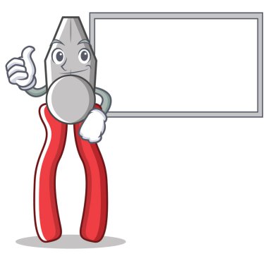 Başparmak yukarıya kurulu pense karakter karikatür tarzı ile