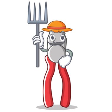 Çiftçi pense karakter karikatür tarzı