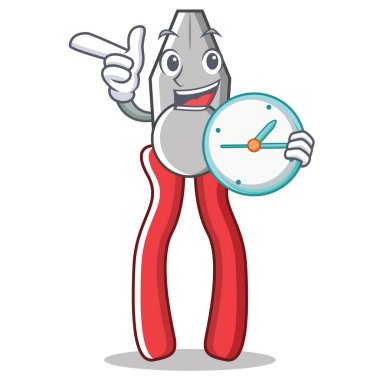 Saat pense karakter karikatür tarzı ile