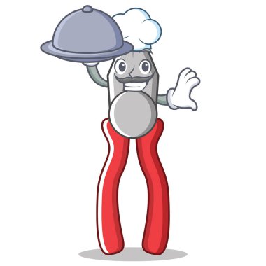 Şef gıda pense karakter karikatür tarzı ile