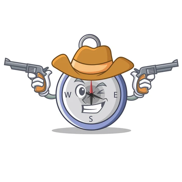 Cowboy compass character cartoon style — Stock Vector