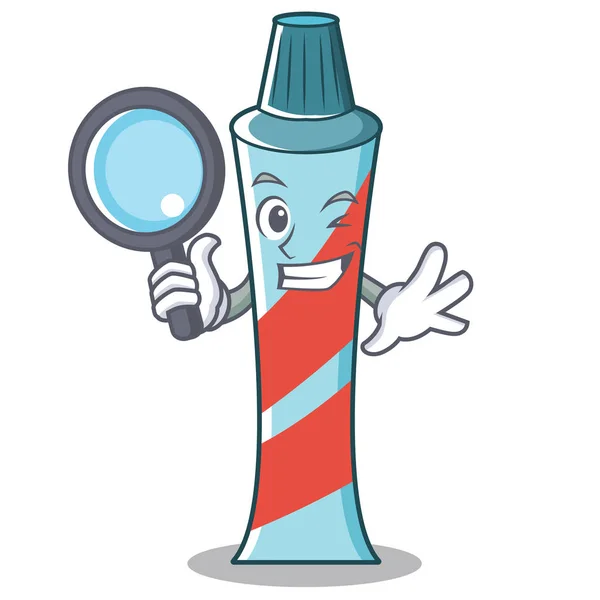Dentifrice détective personnage de style dessin animé — Image vectorielle