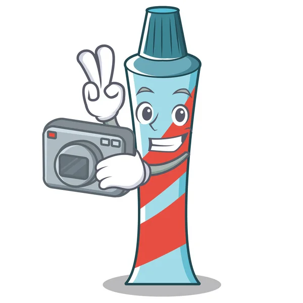 Photographe dentifrice personnage dessin animé style — Image vectorielle