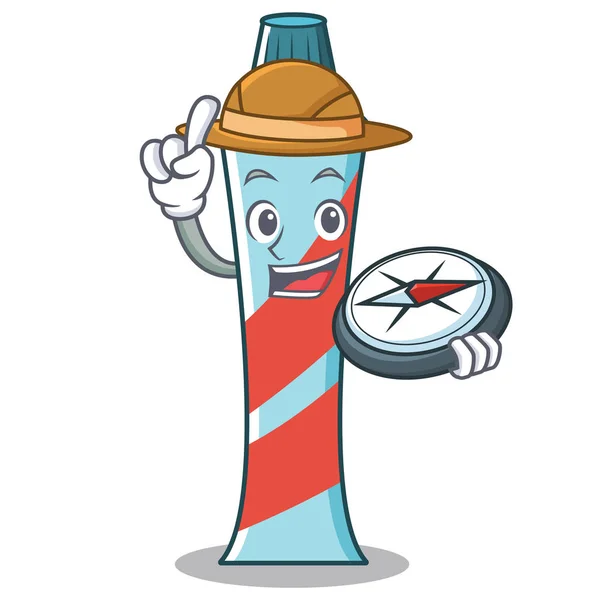 Explorer dentifrice personnage dessin animé style — Image vectorielle