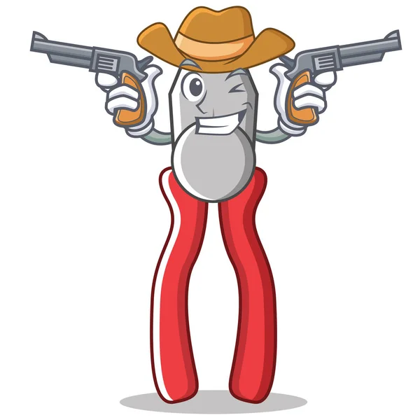 Cowboy pliers character cartoon style — Stock Vector