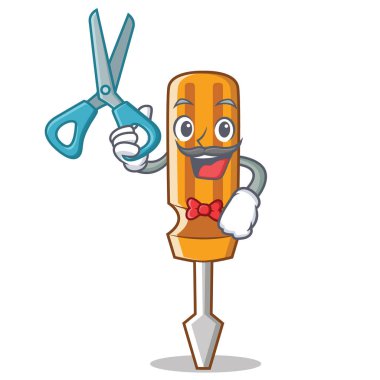 Tornavida karakter karikatür tarzı berber