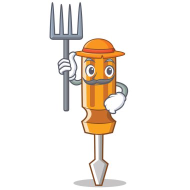 Çiftçi tornavida karakter karikatür tarzı