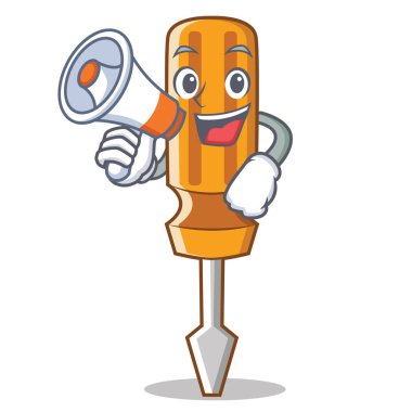 Megafon tornavida karakter karikatür tarzı ile