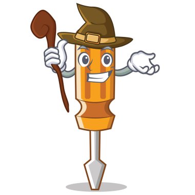 Cadı tornavida karakter karikatür tarzı