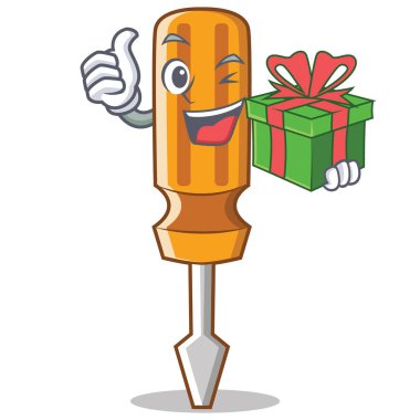 Hediye tornavida karakter karikatür tarzı ile