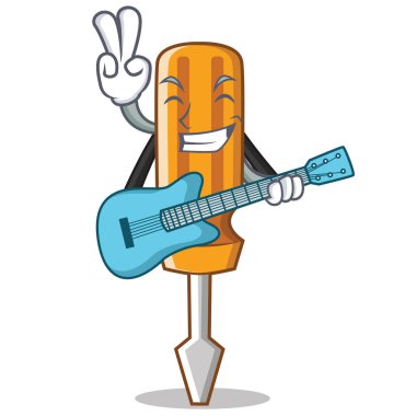 Gitar tornavida karakter karikatür tarzı ile